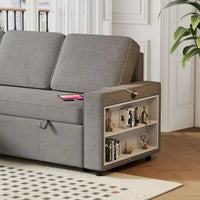 Canapé-Lit Escamotable Oaks Aura 85.8 pouces, Canapé Forme L avec Port USB, Canapé Convertible avec Étagères de Rangement