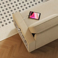 Canapé-Lit Escamotable Oaks Aura 85.8 pouces, Canapé Forme L avec Port USB, Canapé Convertible avec Étagères de Rangement