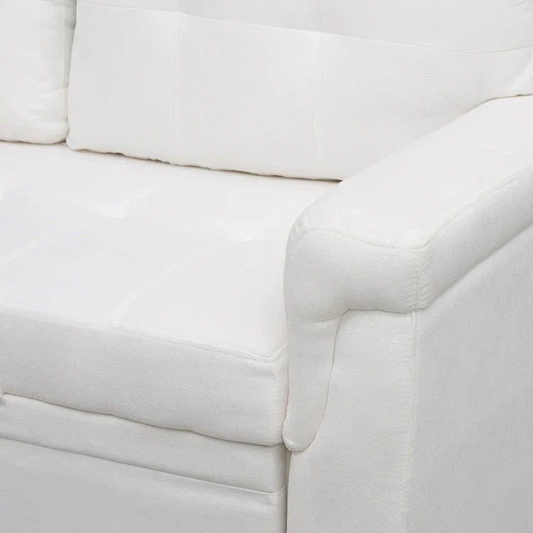 Canapé sectionnel réversible avec lit escamotable, méridienne de rangement dissimulée, pieds durables,