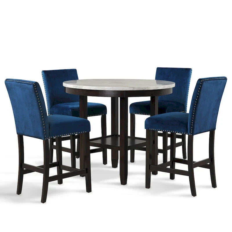 New Classic Furniture Reginald Ensemble de comptoir rond 5 pièces