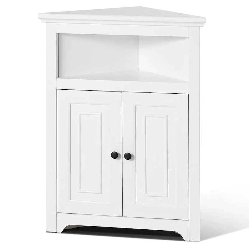Armoire d'angle 32 po avec 2 portes et étagères réglables pour rangement à la maison - 25,4 x 12,8 x 33,3 po