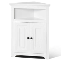 Armoire d'angle 32 po avec 2 portes et étagères réglables pour rangement à la maison - 25,4 x 12,8 x 33,3 po
