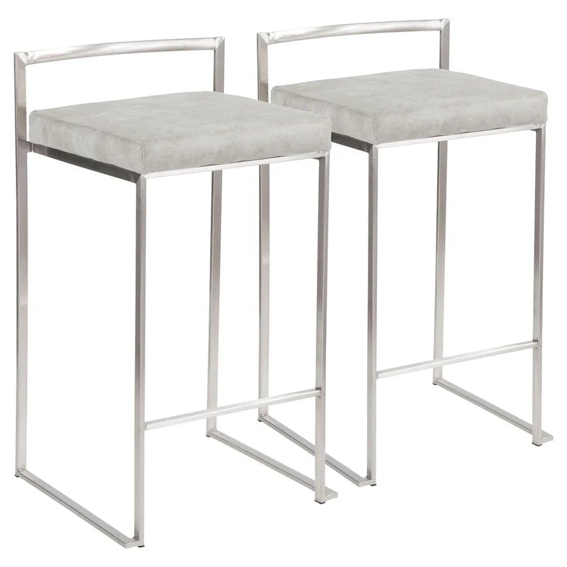 Tabouret de comptoir Silver Orchid Forrest en acier inoxydable empilable et entièrement soudé (lot de 2)