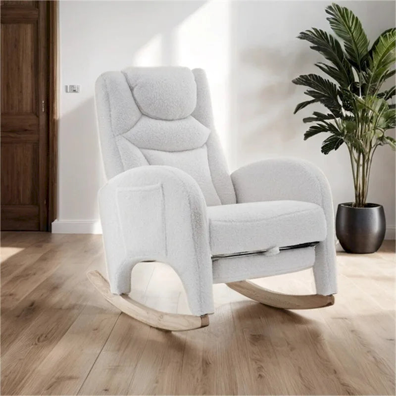 Fauteuil à Bascule d'Allaitement Ergonomique en Tissu avec Repose-Pieds Réglable
