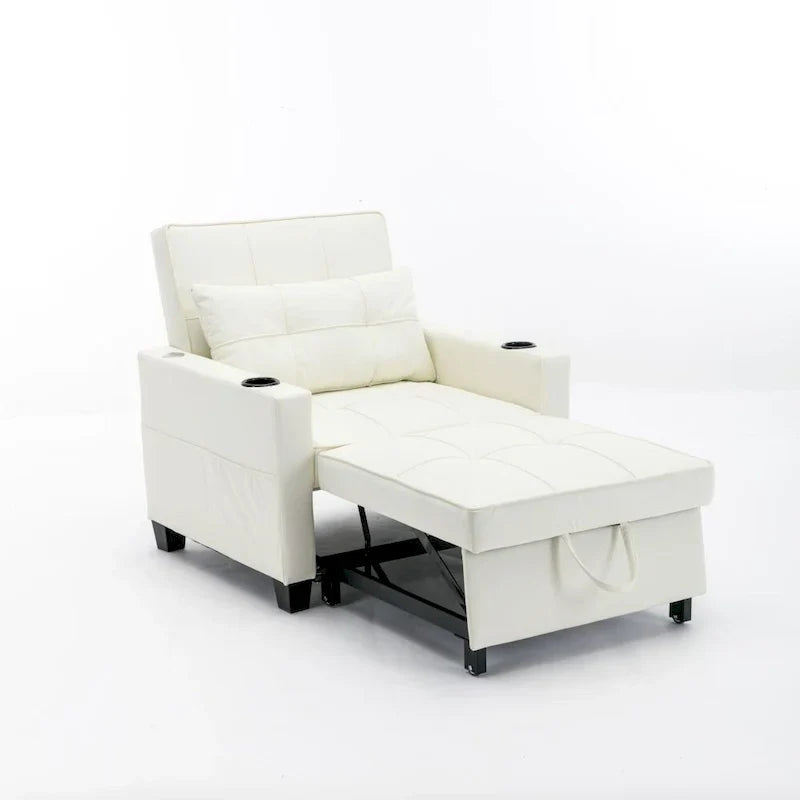 Chaise futon convertible 3-en-1, chaises-lits escamotables avec ports USB