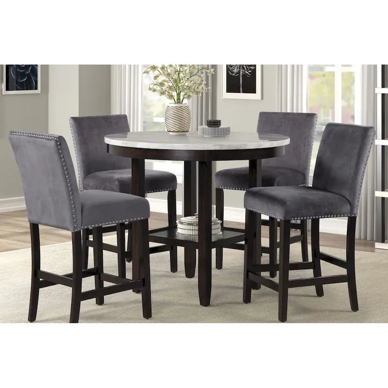 New Classic Furniture Reginald Ensemble de comptoir rond 5 pièces