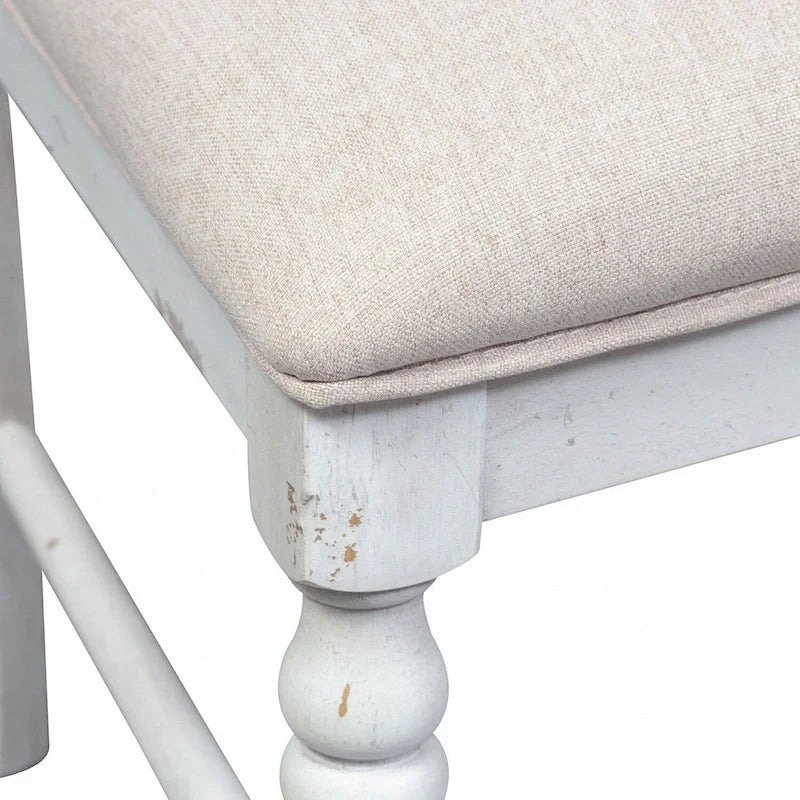 Whitney - Chaise en lin antique à dossier à lattes (lot de 2)