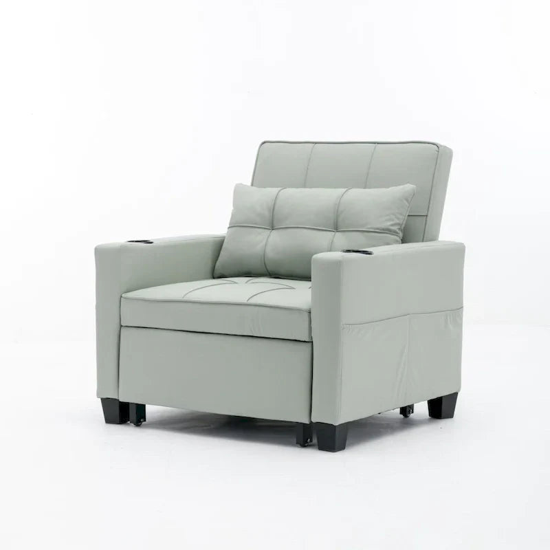 Chaise futon convertible 3-en-1, chaises-lits escamotables avec ports USB