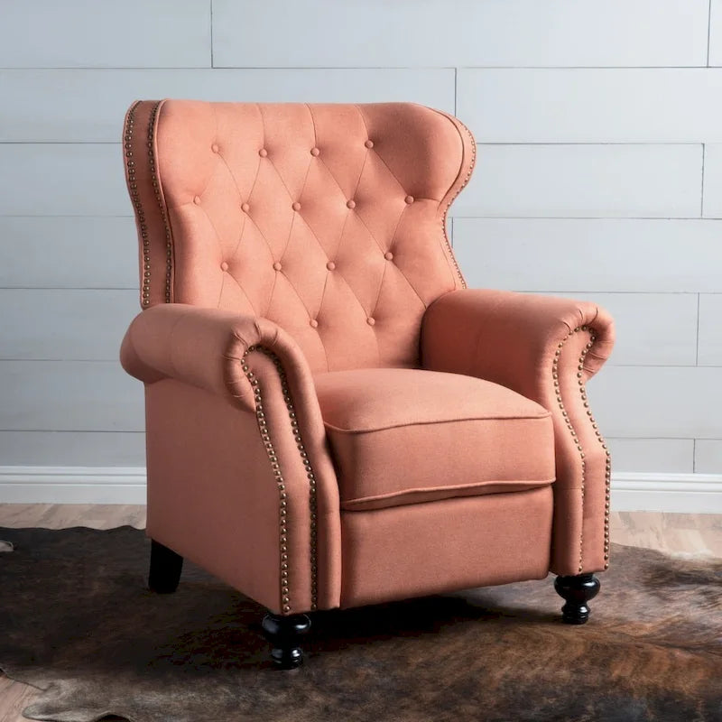 Walder Fauteuil inclinable en tissu capitonné à clous décoratifs par Christopher Knight Home