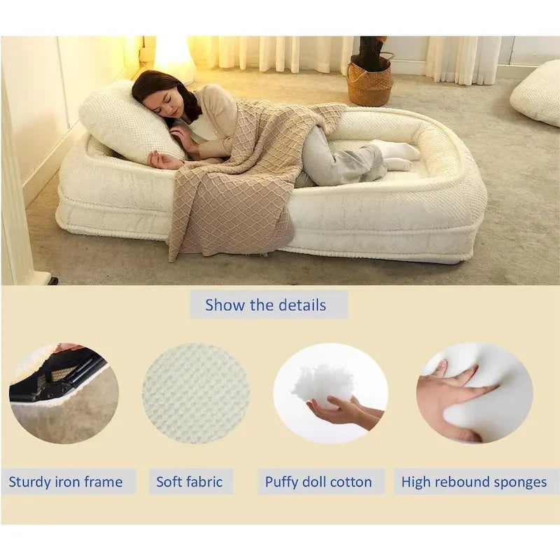 Canapé moelleux, 5 positions réglables, assise, sommeil, pliage, adapté à la chambre ou au salon