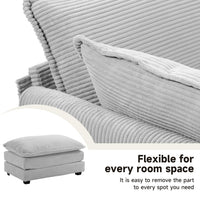 Canapé sectionnel en velours côtelé avec ottomans amovibles & coussins ultra-doux pour salon & chambre