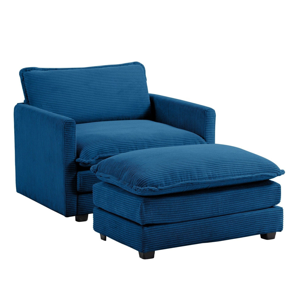 Canapé sectionnel en velours côtelé avec ottomans amovibles & coussins ultra-doux pour salon & chambre