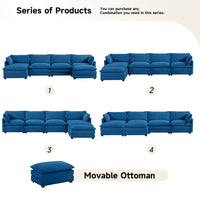 Canapé sectionnel en velours côtelé avec ottomans amovibles & coussins ultra-doux pour salon & chambre
