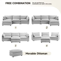 Canapé sectionnel en velours côtelé avec ottomans amovibles & coussins ultra-doux pour salon & chambre