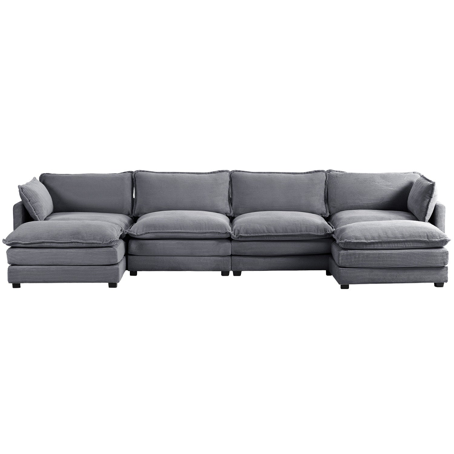 Canapé sectionnel en velours côtelé avec ottomans amovibles & coussins ultra-doux pour salon & chambre