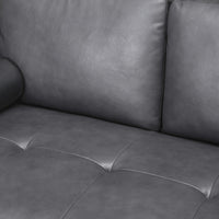 Canapé moderne en cuir véritable avec pieds en bois & coussin traversin supplémentaire