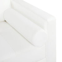 Canapé moderne en cuir véritable avec pieds en bois & coussin traversin supplémentaire