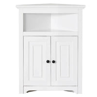 Armoire d'angle 32 po avec 2 portes et étagères réglables pour rangement à la maison - 25,4 x 12,8 x 33,3 po