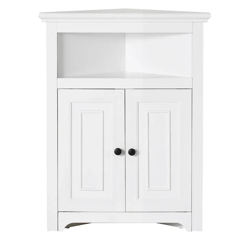 Armoire d'angle 32 po avec 2 portes et étagères réglables pour rangement à la maison - 25,4 x 12,8 x 33,3 po