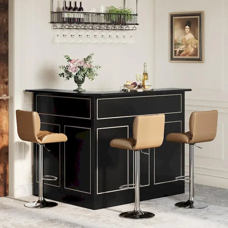 Cabinet bar en L avec porte-verres à pied pour pub à domicile