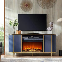 Meuble TV cheminée de luxe moderne 70, meuble multimédia, console TV