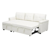 Canapé sectionnel convertible réversible avec lit escamotable, méridienne de rangement dissimulée et pieds durables