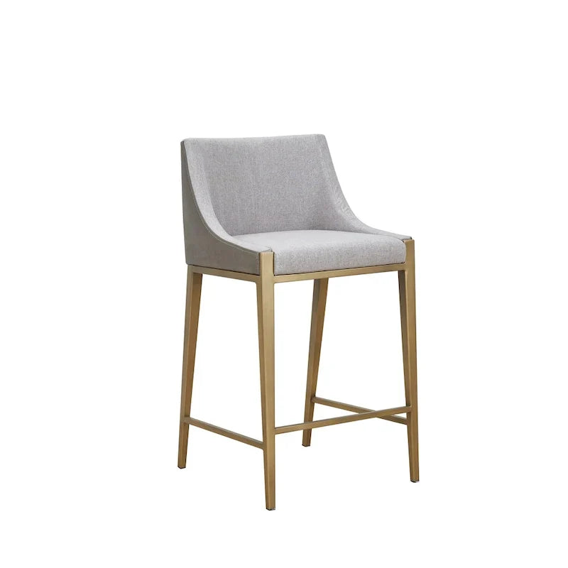 Modrest Fairview Tabouret de comptoir contemporain gris et laiton