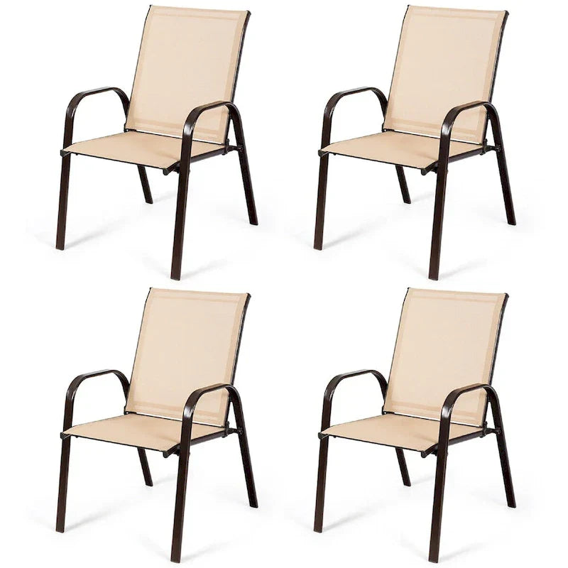 Costway Lot de 4 chaises de patio jardin terrasse cour avec accoudoir - Voir détails