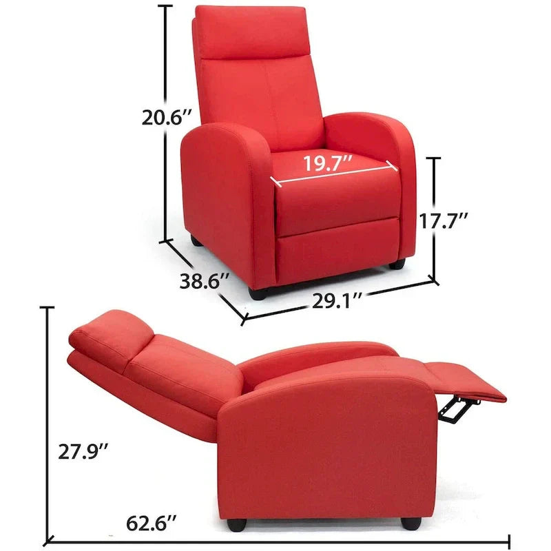 Fauteuil inclinable en simili cuir PU, marron / noir / gris / kaki / rouge / beige, simple