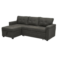 Canapé sectionnel convertible réversible avec lit escamotable, méridienne de rangement dissimulée et pieds durables