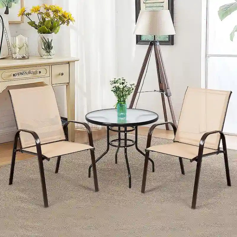 Costway Lot de 4 chaises de patio jardin terrasse cour avec accoudoir - Voir détails
