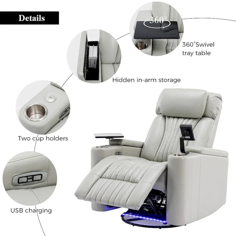 Fauteuil releveur électrique multifonction pivotant 270 pour home cinéma