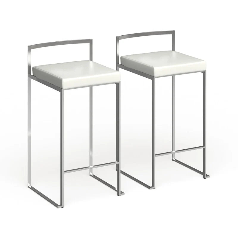 Silver Orchid Forrest Tabouret de comptoir empilable entièrement soudé en acier inoxydable (lot de 2)