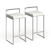 Tabouret de comptoir Silver Orchid Forrest en acier inoxydable empilable et entièrement soudé (lot de 2)