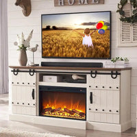 Meuble TV cheminée style ferme, meuble multimédia, console média