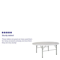 Table pliante d'événement ronde en plastique pliable en deux de 6 pieds avec poignée