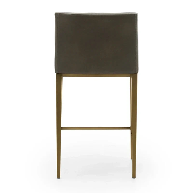 Modrest Fairview Tabouret de comptoir contemporain gris et laiton