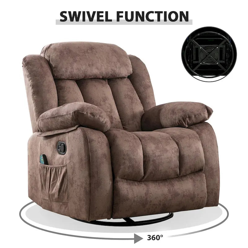 Fauteuil Inclinable à Bascule de Massage Manuel Pivotant 360° avec Chaleur et Vibration
