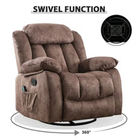 Fauteuil Inclinable à Bascule de Massage Manuel Pivotant 360° avec Chaleur et Vibration