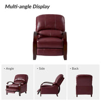 Fauteuil inclinable manuel Alex Mid-century Modern Cigar en cuir véritable avec accoudoirs incurvés en bois