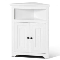 Armoire d'angle 32 po avec 2 portes et étagères réglables pour rangement à la maison - 25,4 x 12,8 x 33,3 po