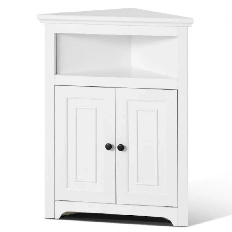 Armoire d'angle 32 po avec 2 portes et étagères réglables pour rangement à la maison - 25,4 x 12,8 x 33,3 po