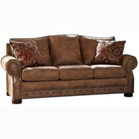 Canapé-lit Rancho rustique en tissu marron daim - 37 x 86 x 40