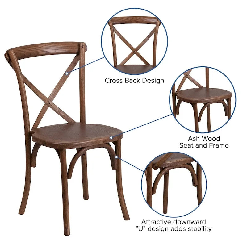Ensemble de table de ferme pliante rustique 8' x 40 avec 10 chaises à dossier croisé et coussins
