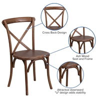 Ensemble de table de ferme pliante rustique 8' x 40 avec 10 chaises à dossier croisé et coussins