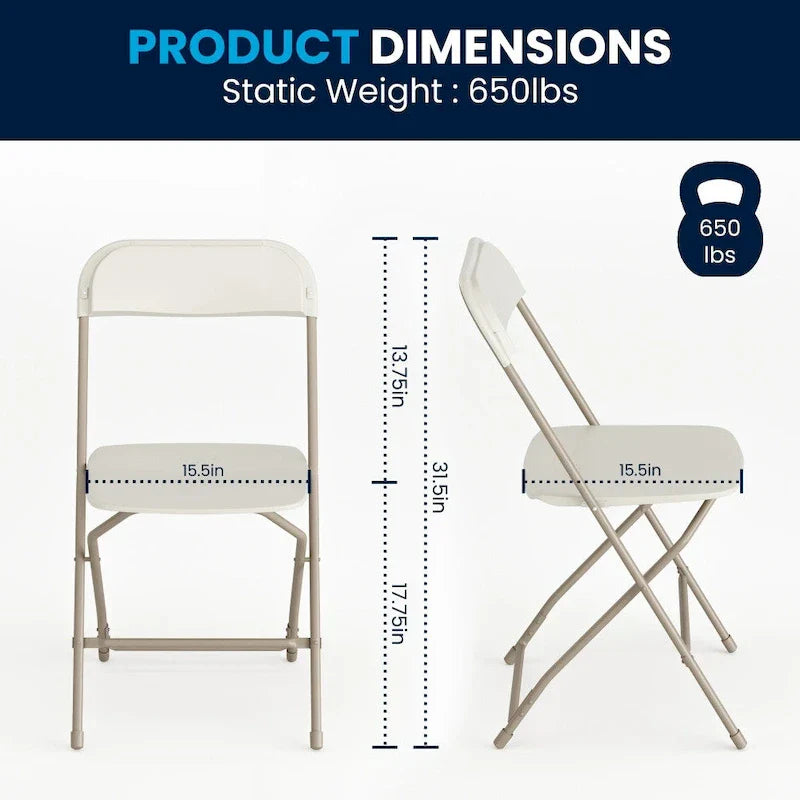 Chaise pliante en plastique - lot de 10, capacité 650LB - chaise d'événement