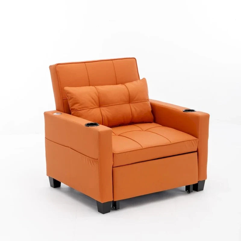 Chaise futon convertible 3-en-1, chaises-lits escamotables avec ports USB