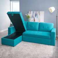Canapé sectionnel réversible avec lit escamotable, méridienne de rangement dissimulée, pieds durables,