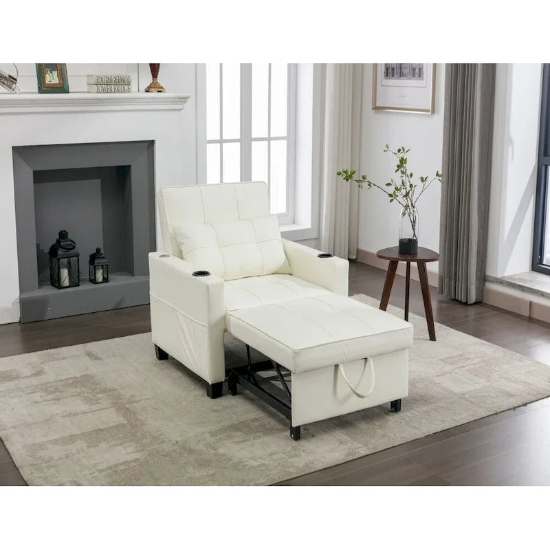 Chaise futon convertible 3-en-1, chaises-lits escamotables avec ports USB
