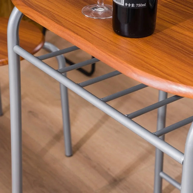 Ensemble de table de bar petit-déjeuner 3 pièces argent / marron clair
